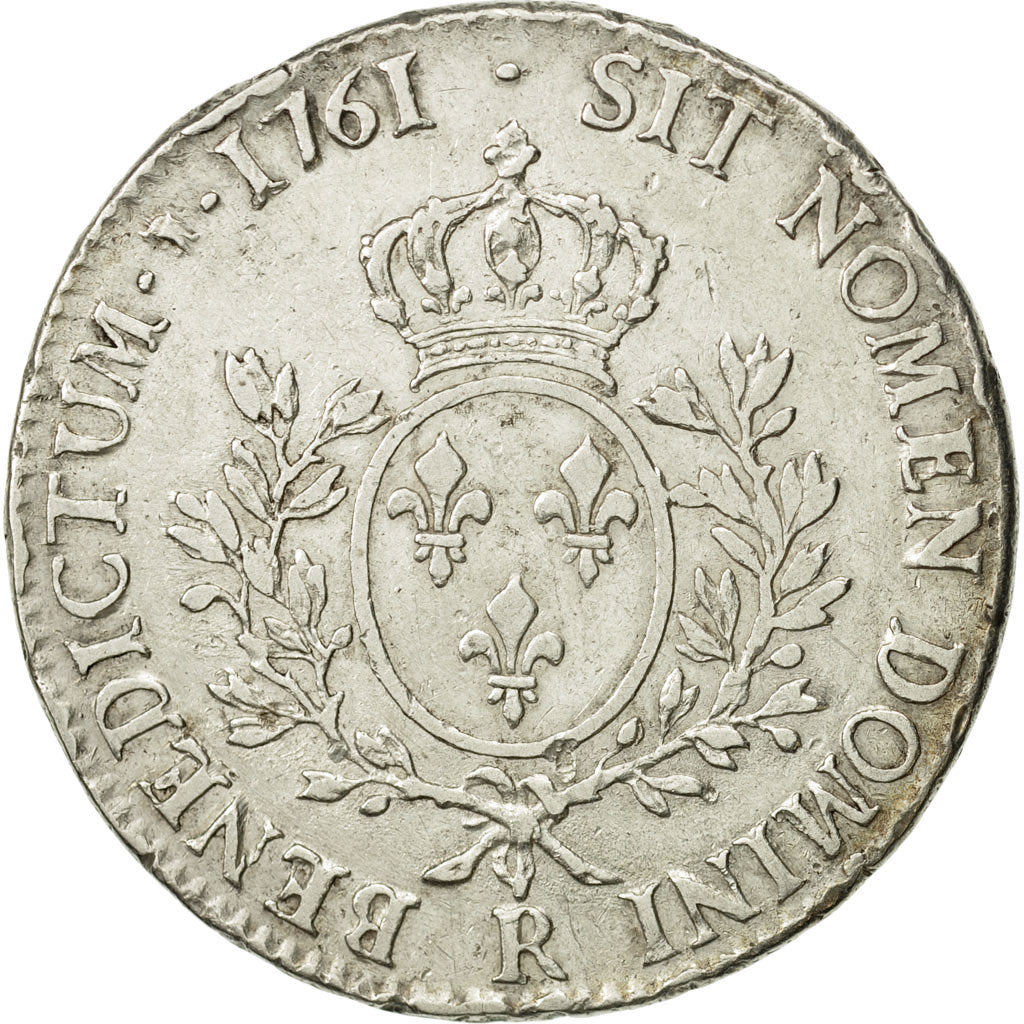 France, Louis XV, Ecu, 1761, Orléans, EF(40-45), Silver, KM:523.18, Gadoury:322