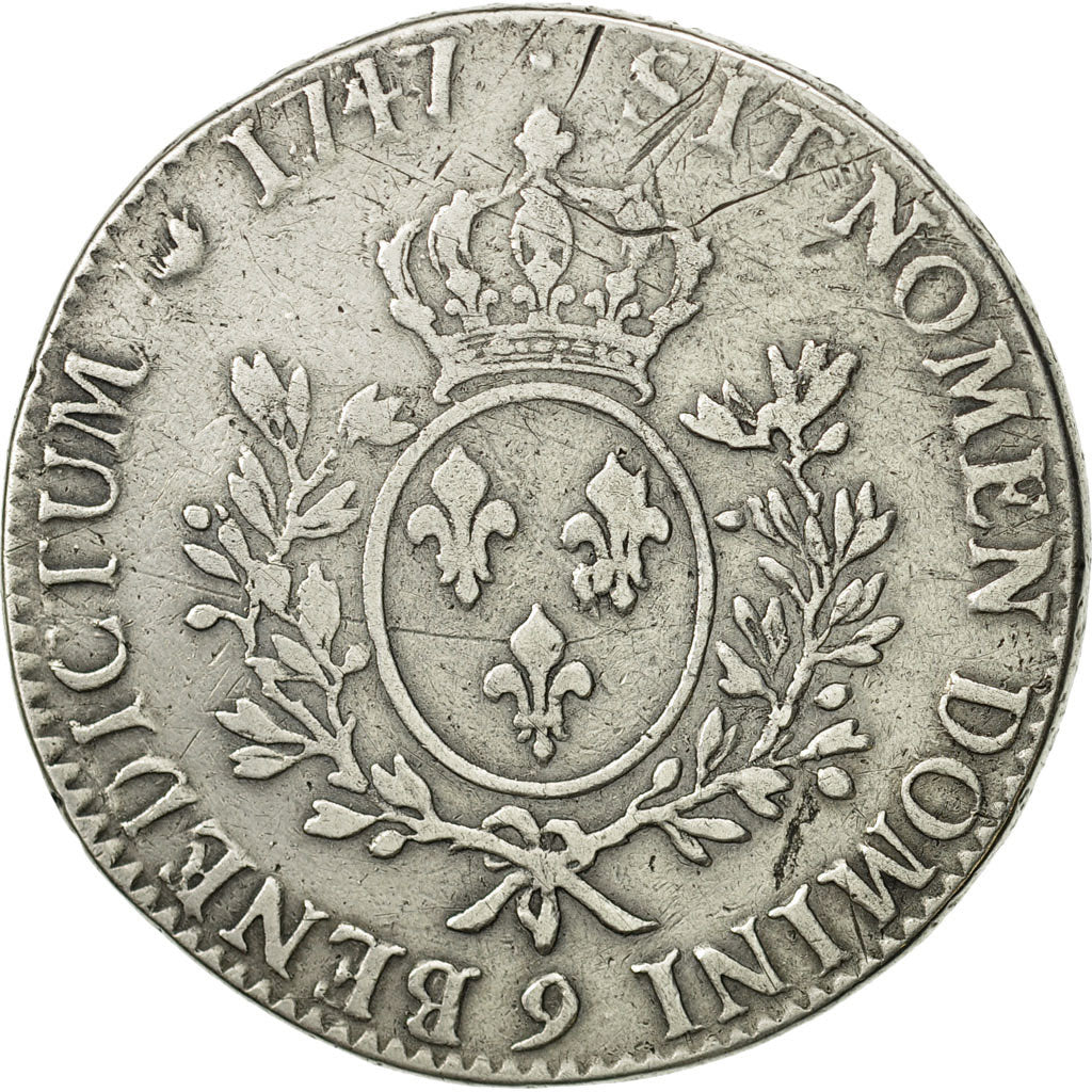 Francia, Louis XV, Écu au bandeau, 1747, Rennes, BC+, Plata, KM:512.27
