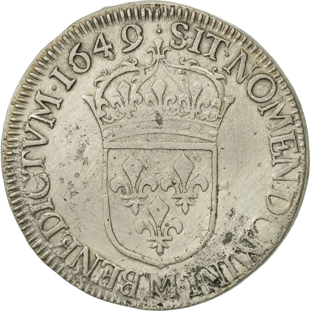 Coin, France, Louis XIV, 1/2 Écu à la mèche longue, 1/2 Ecu, 1649, Toulouse