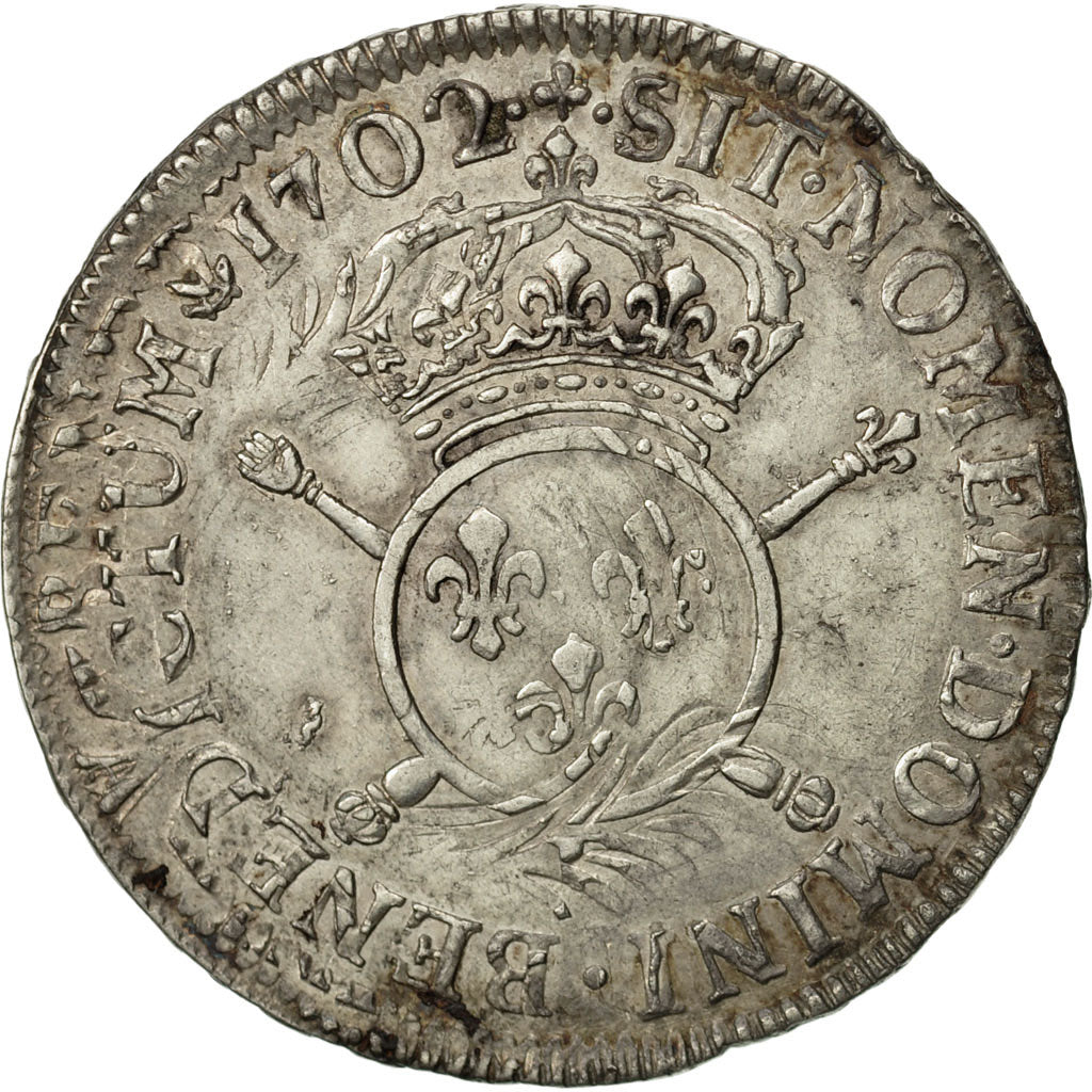 Münze, Frankreich, Louis XIV, 1/2 Écu aux insignes, 1/2 ECU, 43 Sols, 1702
