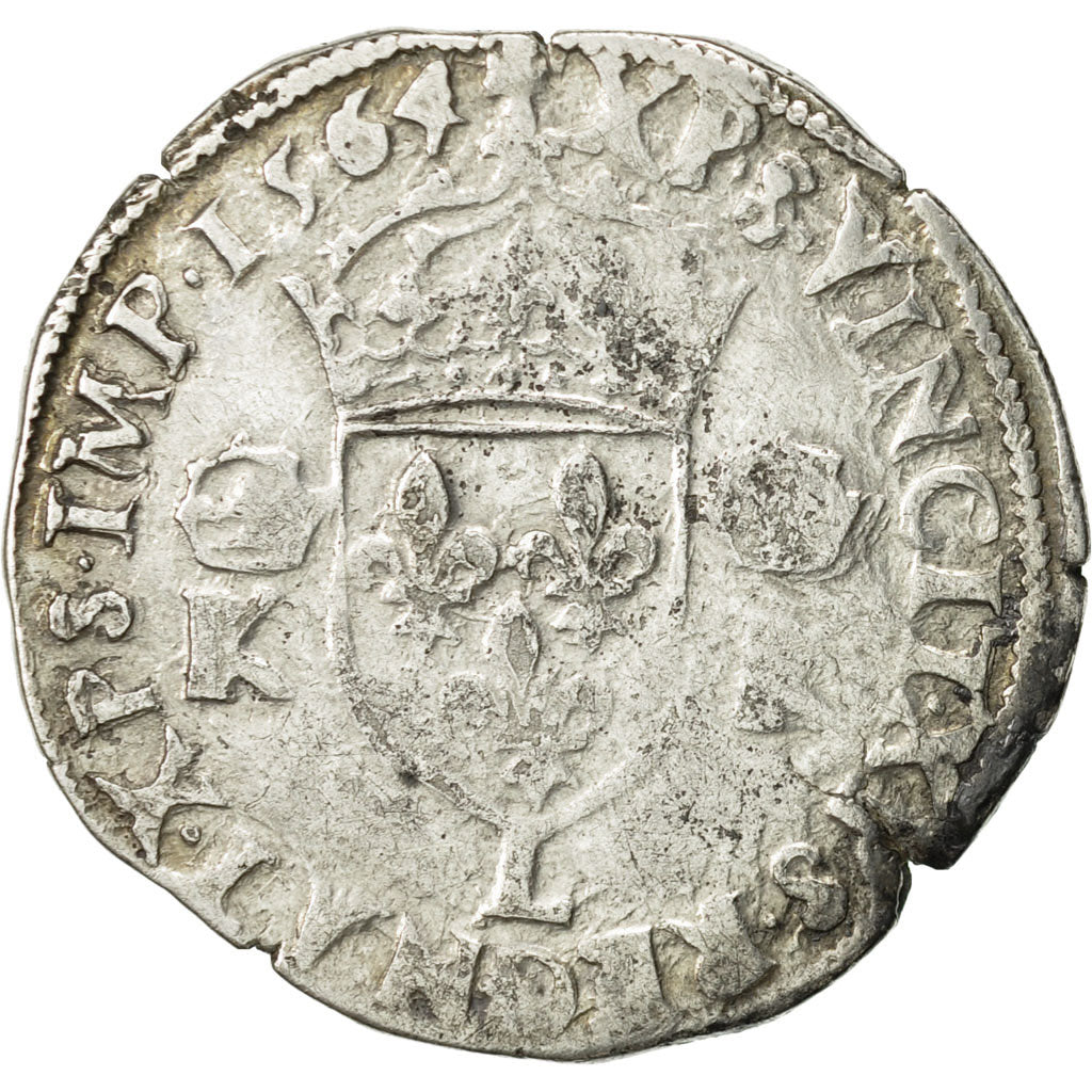 France, Charles IX, Teston, 1564, Bayonne, VF(30-35), Silver, Sombart:4610