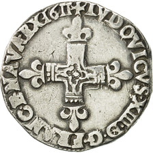 Moneta, Francia, Louis XIII, 1/4 Écu à la croix, 1/4 Ecu, 1611, Bayonne, BB