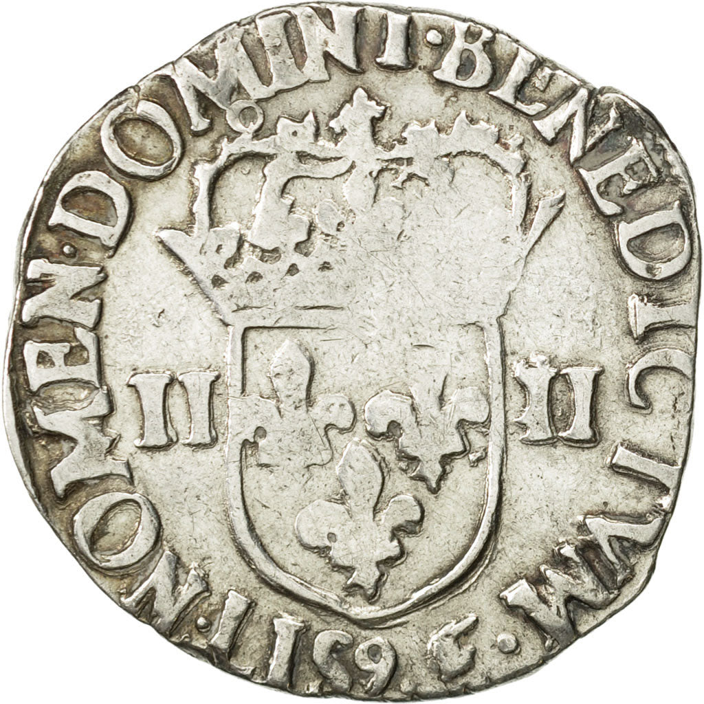 Coin, France, Henri III, 1/4 Ecu, 1588, Rennes, VF(30-35), Silver, Sombart:4662