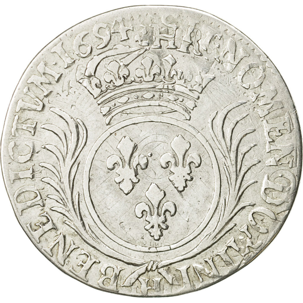 Frankreich, Louis XIV, 1/4 Écu aux palmes, 1694, La Rochelle, S+, KM:293.10