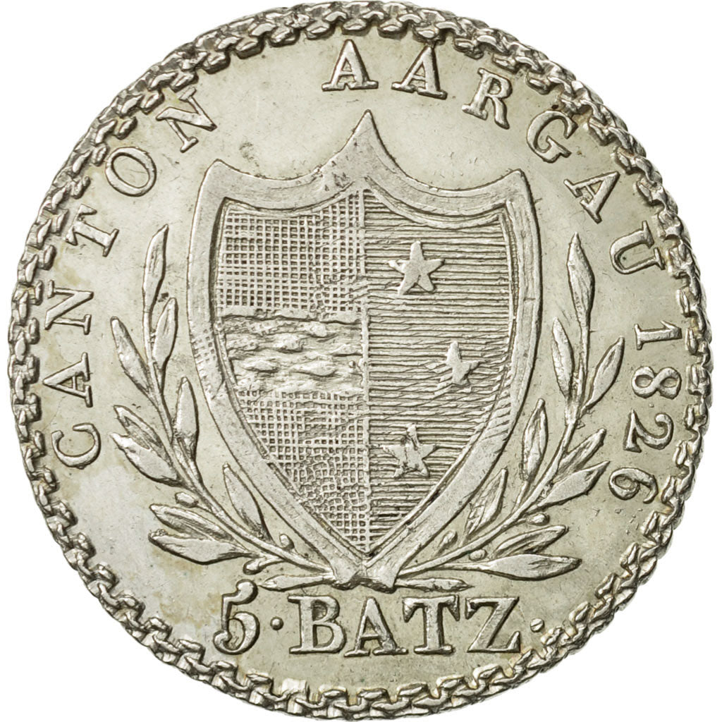 Coin, SWISS CANTONS, AARGAU, 5 Batzen, 1826, Bern, AU(55-58), Silver, KM:23