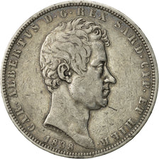 Monnaie, États italiens, SARDINIA, Carlo Alberto, 5 Lire, 1838, Genoa, TTB
