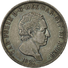 Moneta, STATI ITALIANI, SARDINIA, Carlo Felice, 5 Lire, 1827, Genoa, BB+
