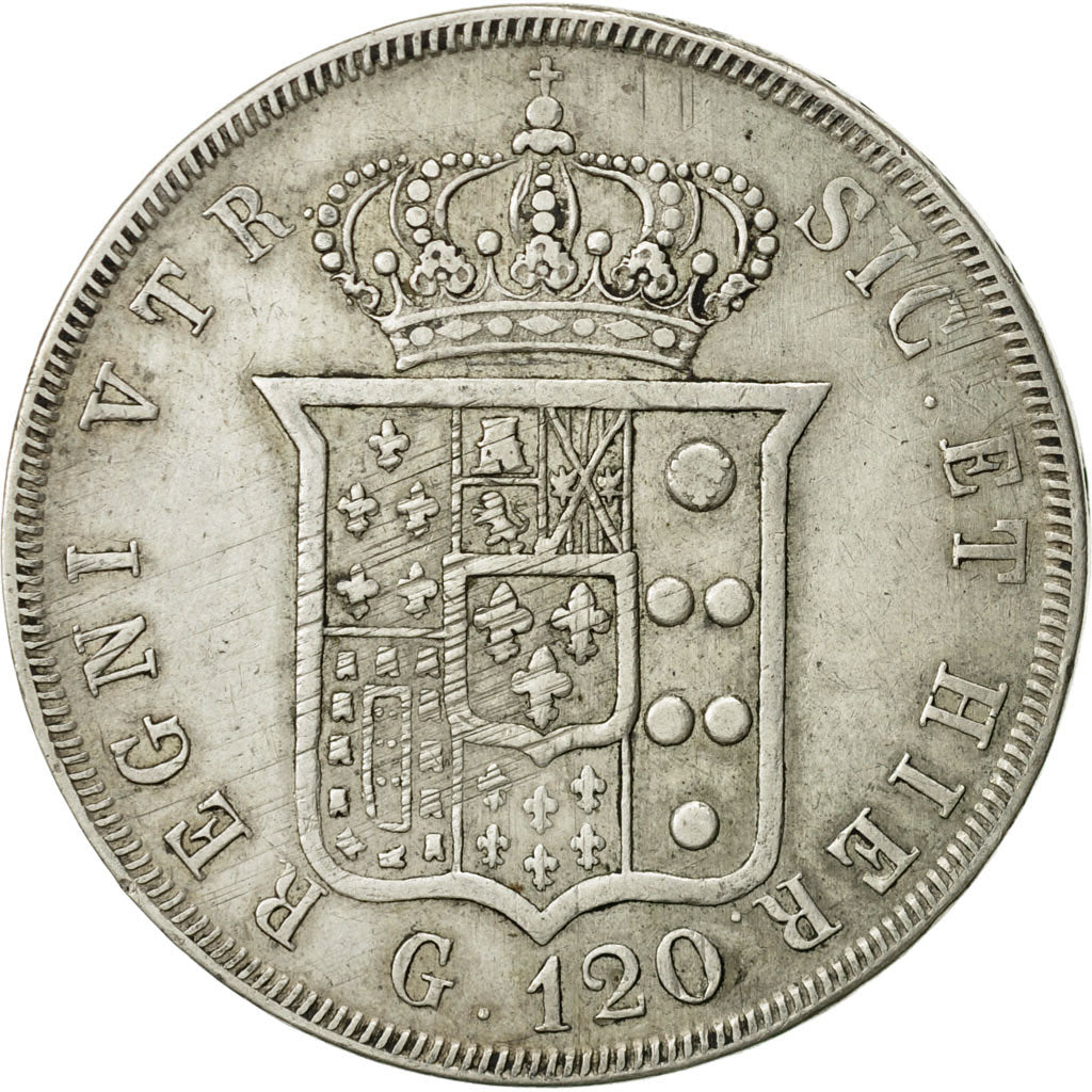Coin, ITALIAN STATES, NAPLES, Ferdinando II, 120 Grana, 1843, Naples, EF(40-45)