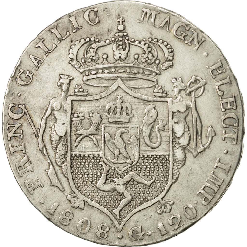 Monnaie, États italiens, NAPLES, Joseph Napoleon, 120 Grana, 1808, Naples, TTB