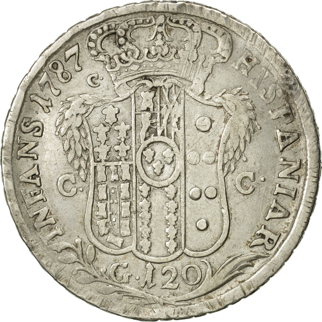 ITALIAN STATES, NAPLES, Ferdinando IV, 120 Grana, 1787, VF(30-35), Silver