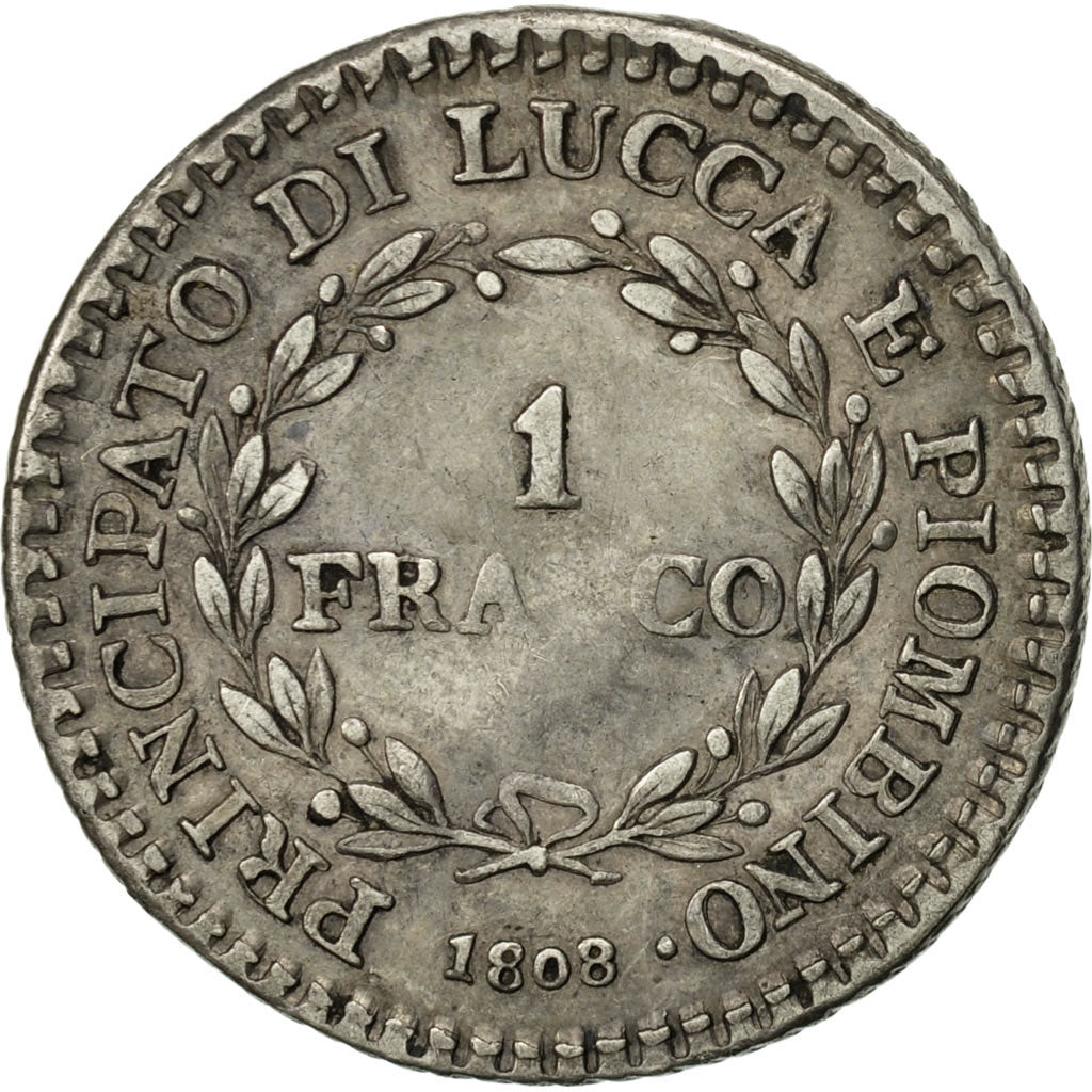 Moneta, STATI ITALIANI, LUCCA, Franco, 1808, BB, Argento, KM:23
