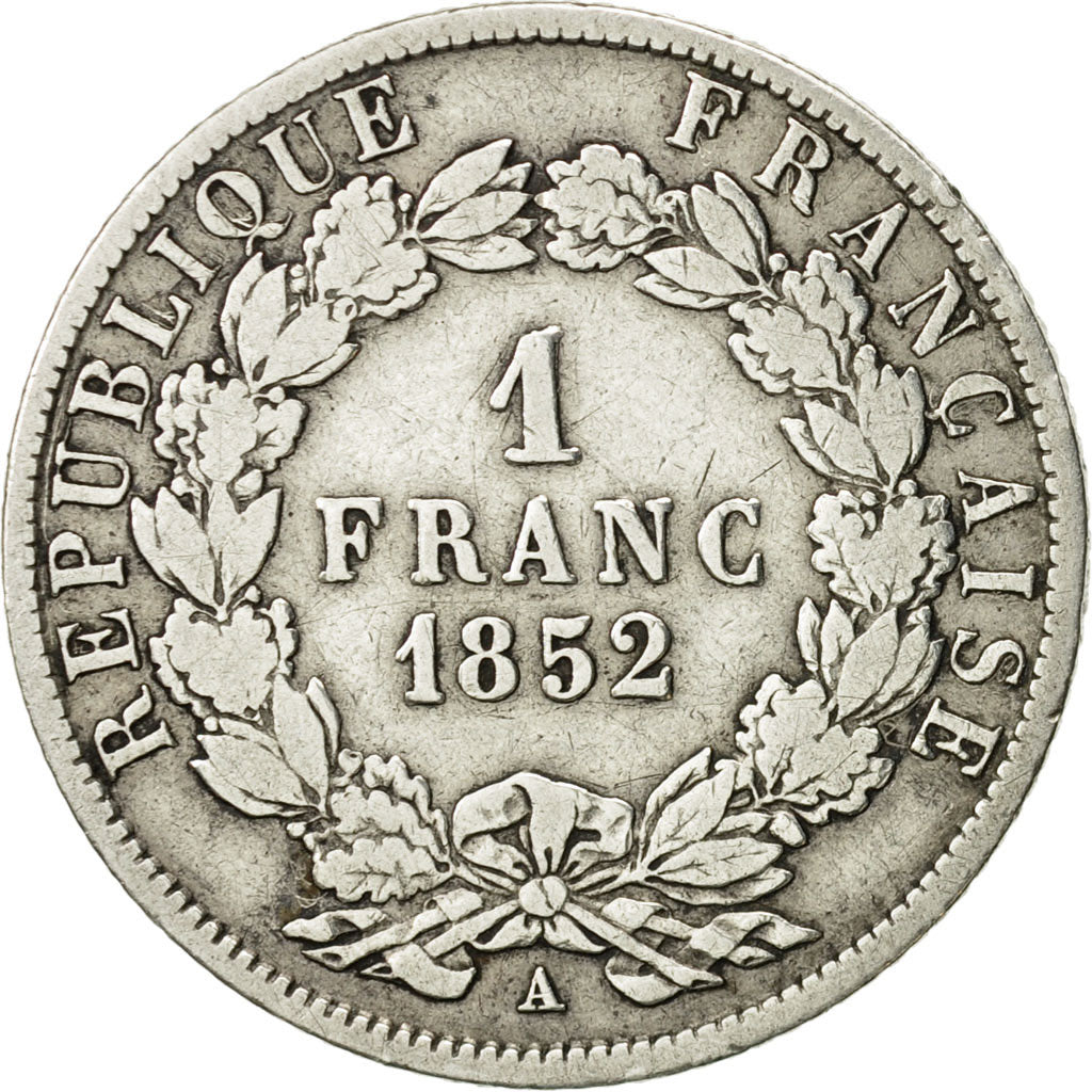 France, Napoleon III, Franc, 1852, Paris, VF(30-35), Silver, KM:772