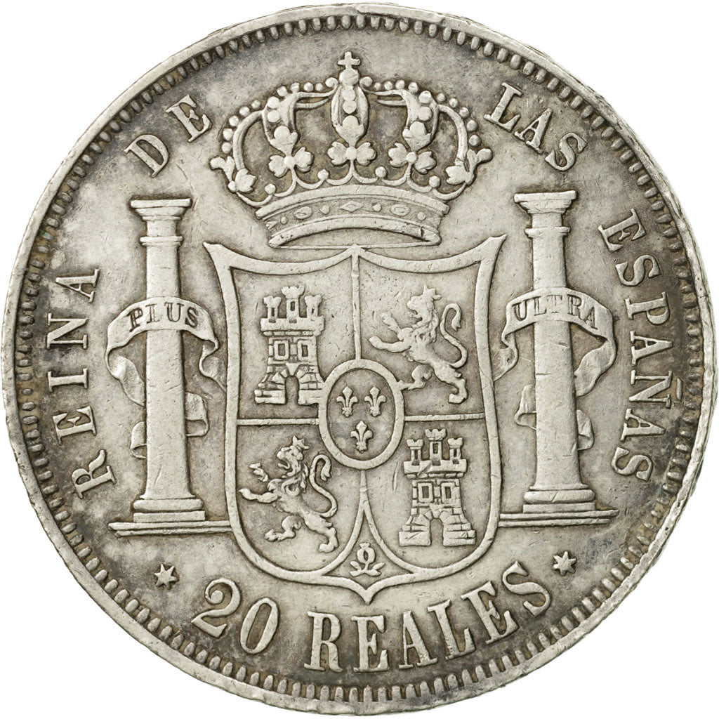 Moneda, España, Isabel II, 20 Réales, 1854, MBC, Plata, KM:593.2