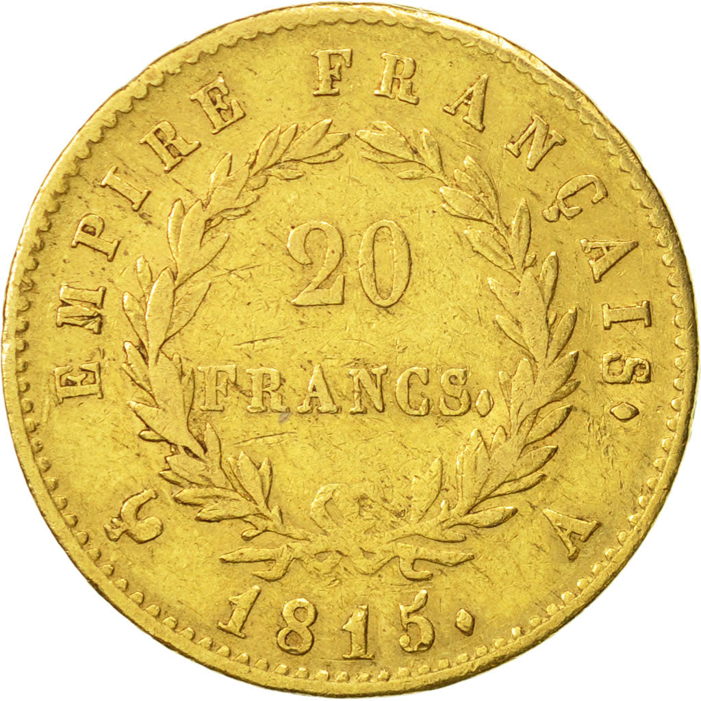 Moneta, Francia, Napoléon I, 20 Francs, 1815, Paris, MB+, Oro, KM:705.1