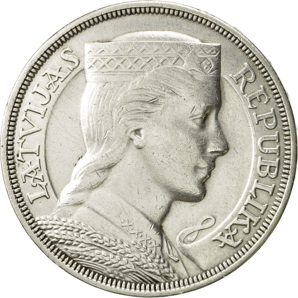 Coin, Latvia, 5 Lati, 1931, EF(40-45), Silver, KM:9