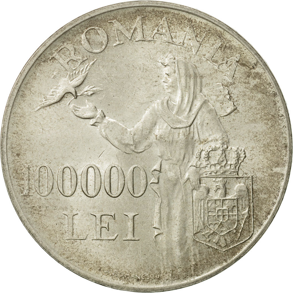Romania, Mihai I, 100000 Lei, 1946, MS(60-62), Silver, KM:71