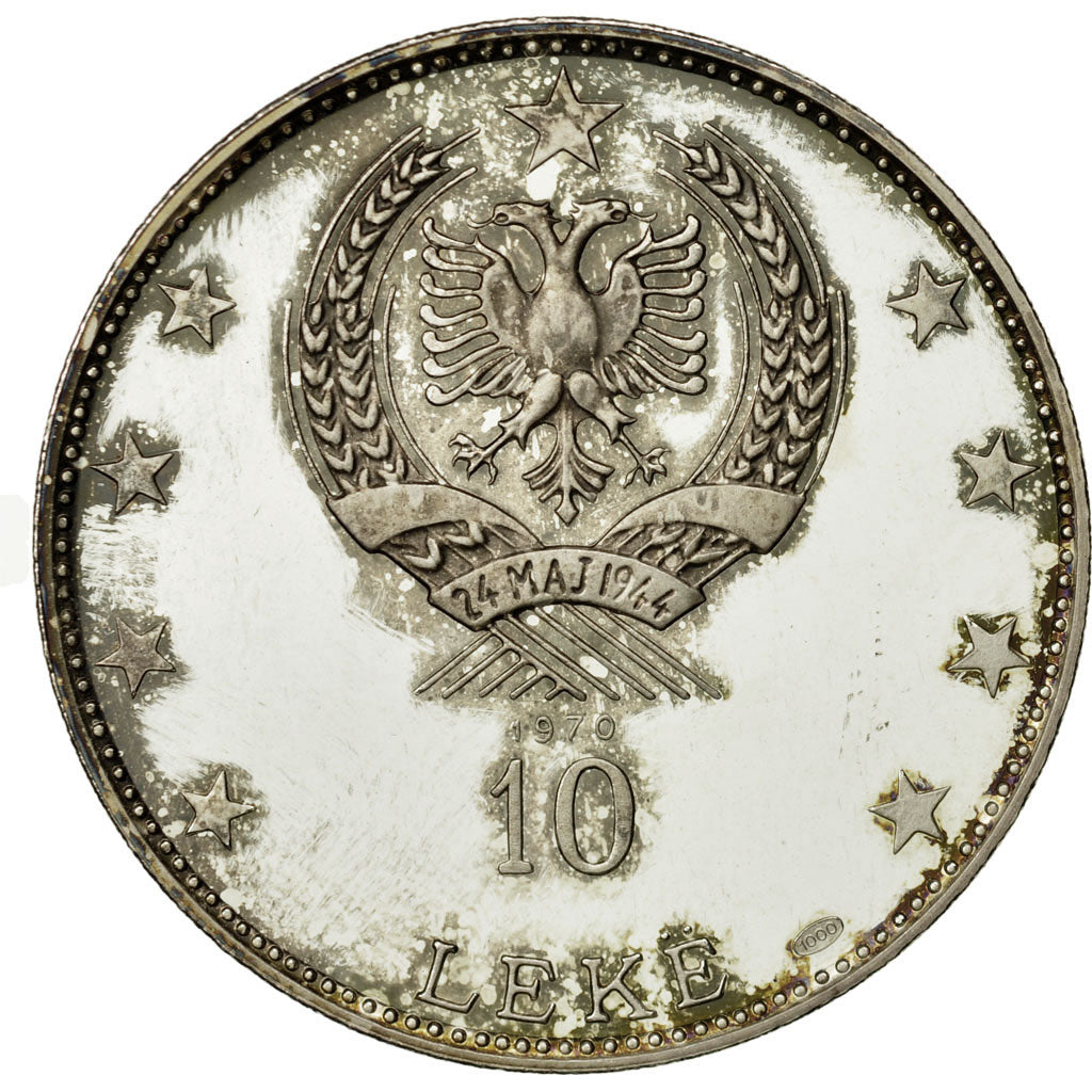 Coin, Albania, 10 Lekë, 1970, MS(63), Silver, KM:50.4