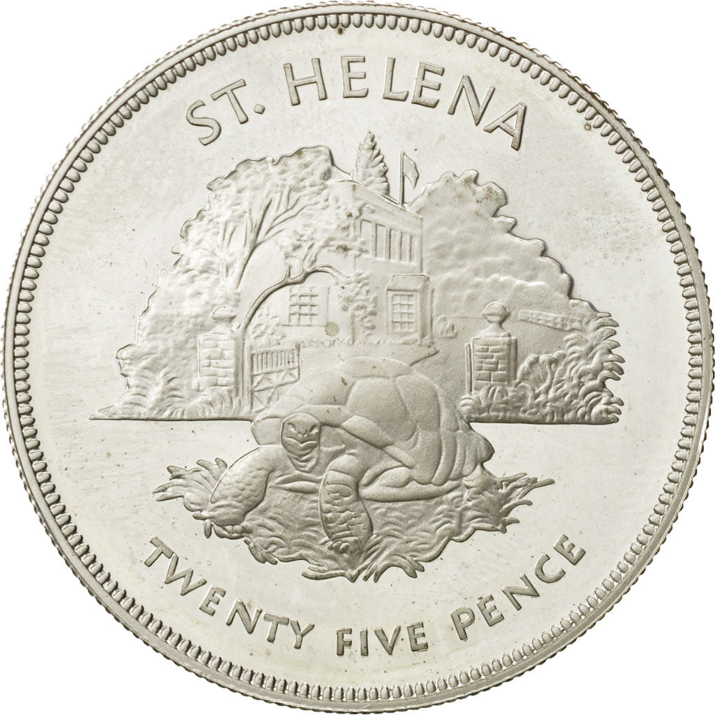 Coin, Saint Helena, Elizabeth II, 25 Pence, Crown, 1977, MS(60-62), Silver