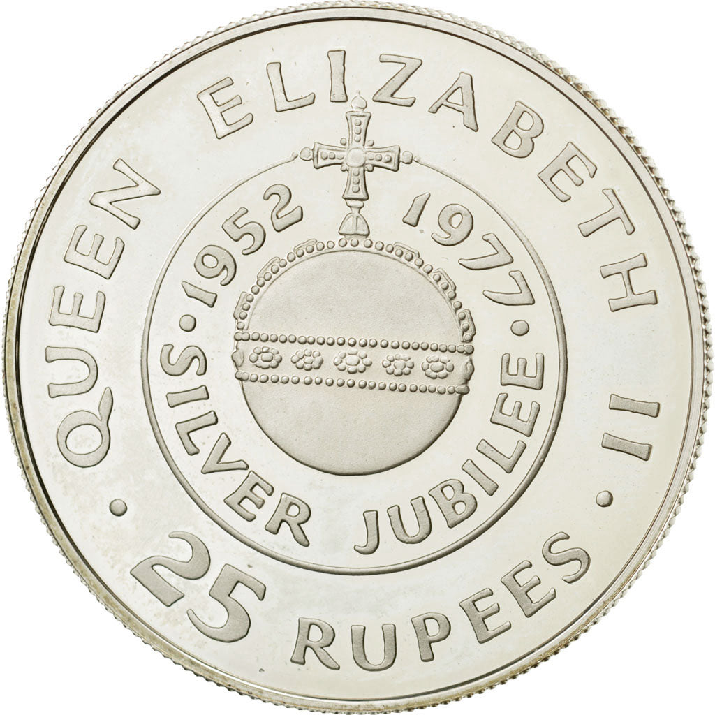 Moneda, Seychelles, 25 Rupees, 1977, EBC+, Plata, KM:38a