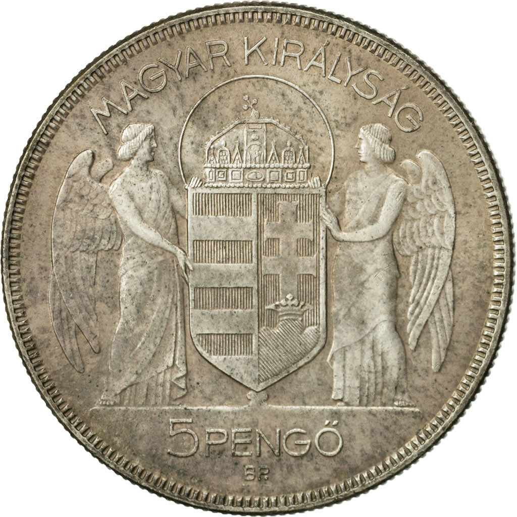 Hungary, 5 Pengö, 1930, Budapest, AU(55-58), Silver, KM:512.1