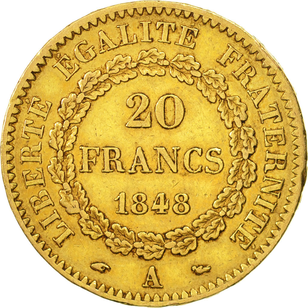 Francia, Génie, 20 Francs, 1848, Paris, BB, Oro, KM:757