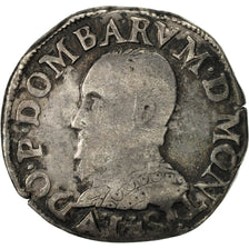 Moneta, Francia, DOMBES, Louis II, Teston, 1577, Trévoux, B+, Argento