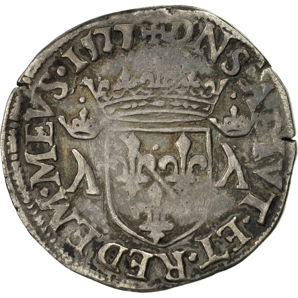 Munten, Frankrijk, DOMBES, Louis II, Teston, 1577, Trévoux, ZG+, Zilver