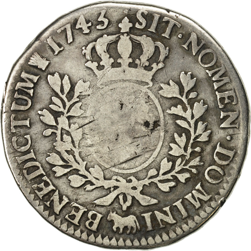 Monnaie, France, Louis XV, 1/2 Écu au bandeau, 1/2 Ecu, 1743, Pau, B+, Argent