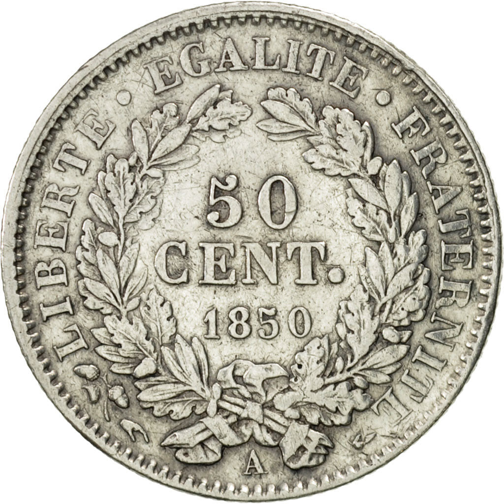 Coin, France, Cérès, 50 Centimes, 1850, Paris, EF(40-45), Silver, KM:769.1