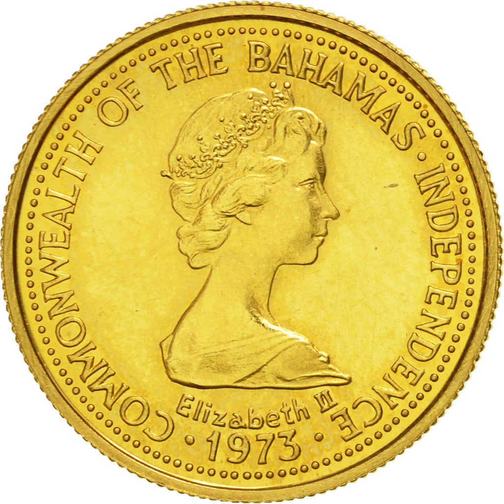 Coin, Bahamas, Elizabeth II, 100 Dollars, 1975, MS(64), Gold, KM:72