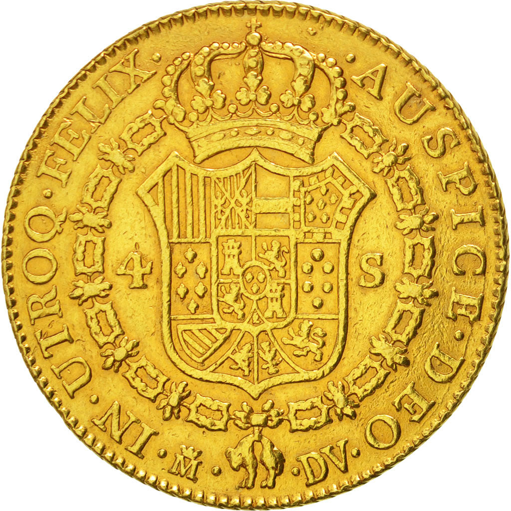Spain, Charles III, 4 Escudos, 1787, Madrid, AU(50-53), Gold, KM:418.1a