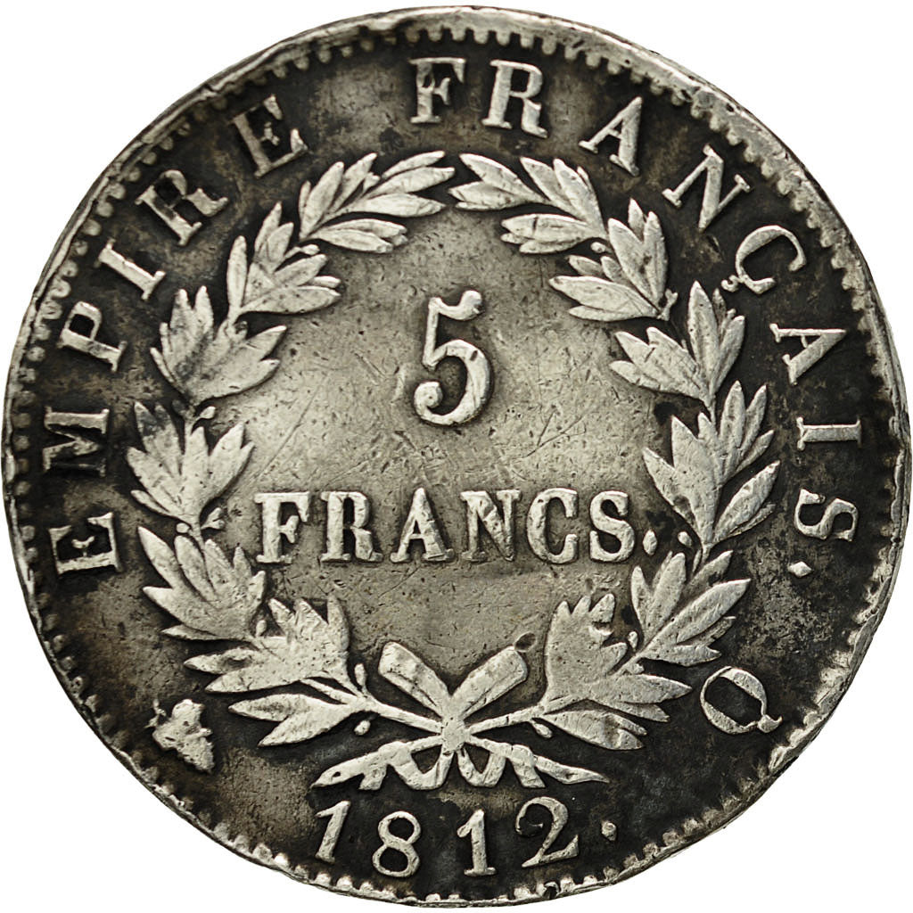 France, Napoléon I, 5 Francs, 1812, Perpignan, VF(20-25), Silver, KM:694.12