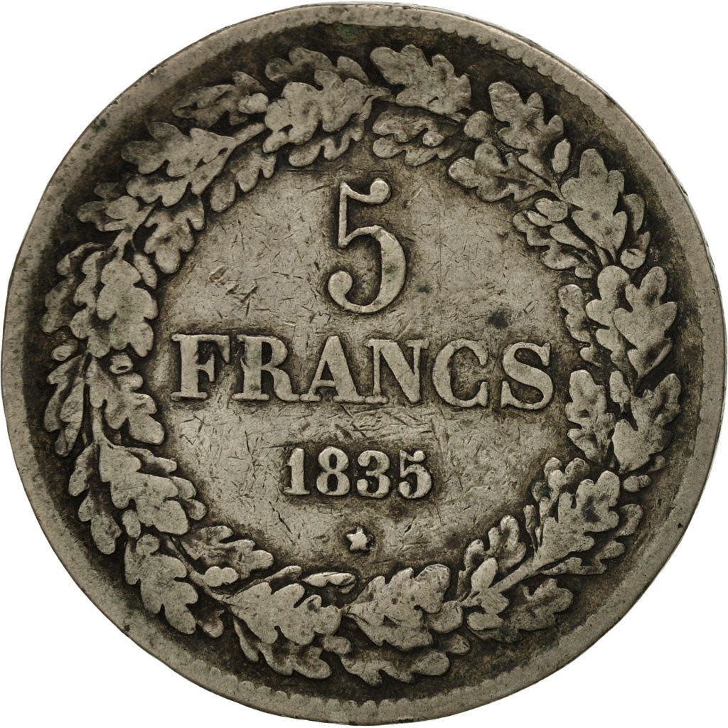 Coin, Belgium, Leopold I, 5 Francs, 5 Frank, 1835, Brussels, VF(20-25), Silver