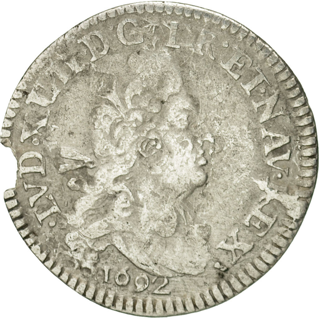 Monnaie, France, 4 Sols aux 2 L, 4 Sols, 1692, Lille, TB, Argent, Gadoury:106