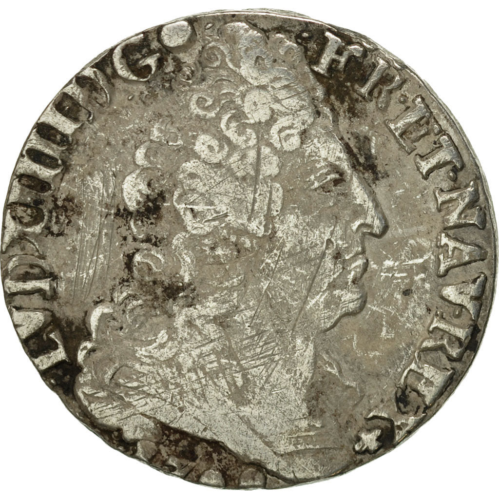 Coin, France, Louis XIV, 20 Sols aux insignes, 1/4 Ecu, 1708, Nantes, VF(20-25)