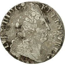 Coin, France, Louis XIV, 20 Sols aux insignes, 1/4 Ecu, 1708, Nantes, VF(20-25)