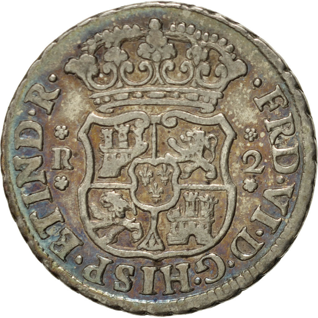 Munten, Mexico, Ferdinand VI, 2 Reales, 1748, Mexico City, ZF+, Zilver, KM:86.1