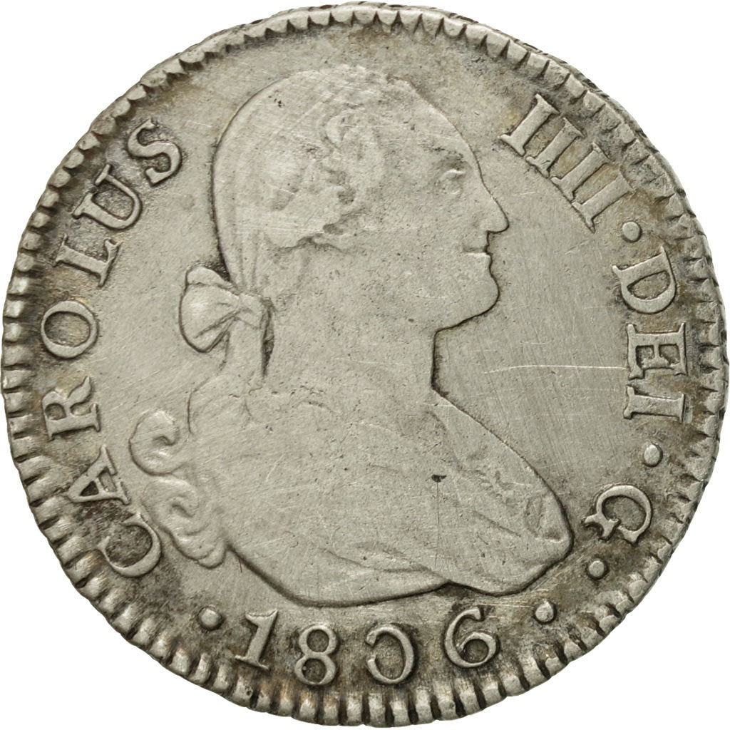 Spain, Charles IV, 2 Réales, 1806, Seville, VF(30-35), Silver, KM:430.2