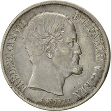 Dinamarca, Frederik VII, Rigsdaler, 1855, Altona, MBC, Plata, KM:760.2