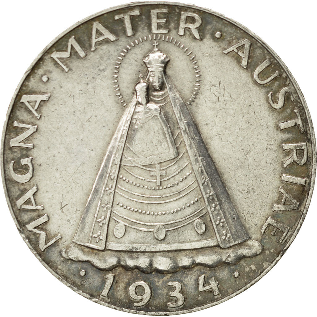 Austria, 5 Schilling, 1934, EBC, Plata, KM:2853