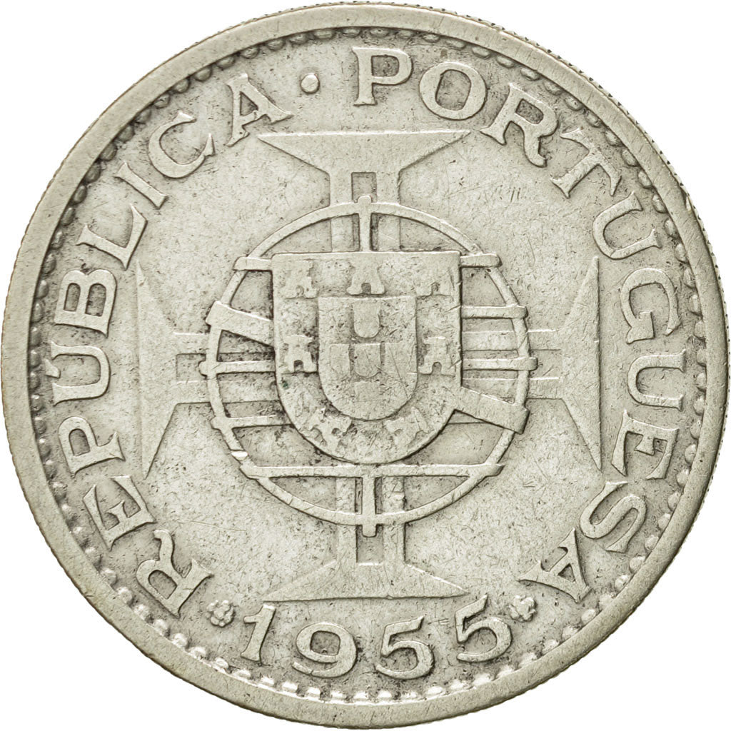 Coin, Mozambique, 20 Escudos, 1955, EF(40-45), Silver, KM:80