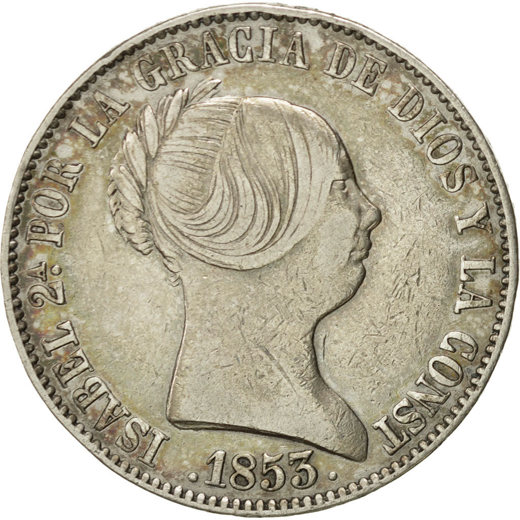 Spain, Isabel II, 10 Reales, 1853, Madrid, EF(40-45), Silver, KM:595.2