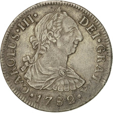 México, Charles III, 2 Réales, 1782, Mexico City, MBC, Plata, KM:88.2
