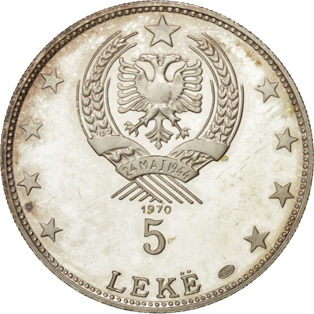 Coin, Albania, 5 Lekë, 1970, MS(60-62), Silver, KM:49.3