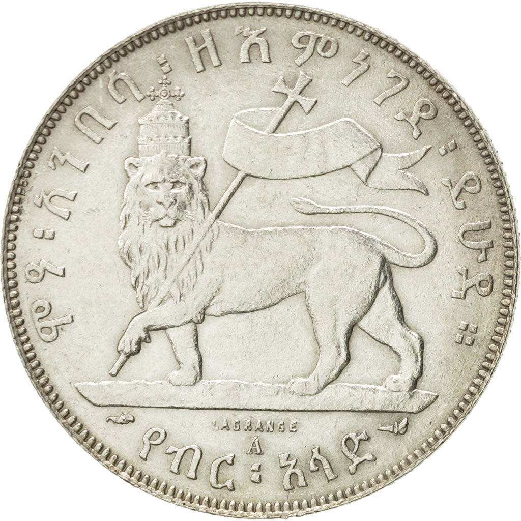 Coin, Ethiopia, Menelik II, 1/2 Birr, 1897, Paris, MS(63), Silver, KM:4
