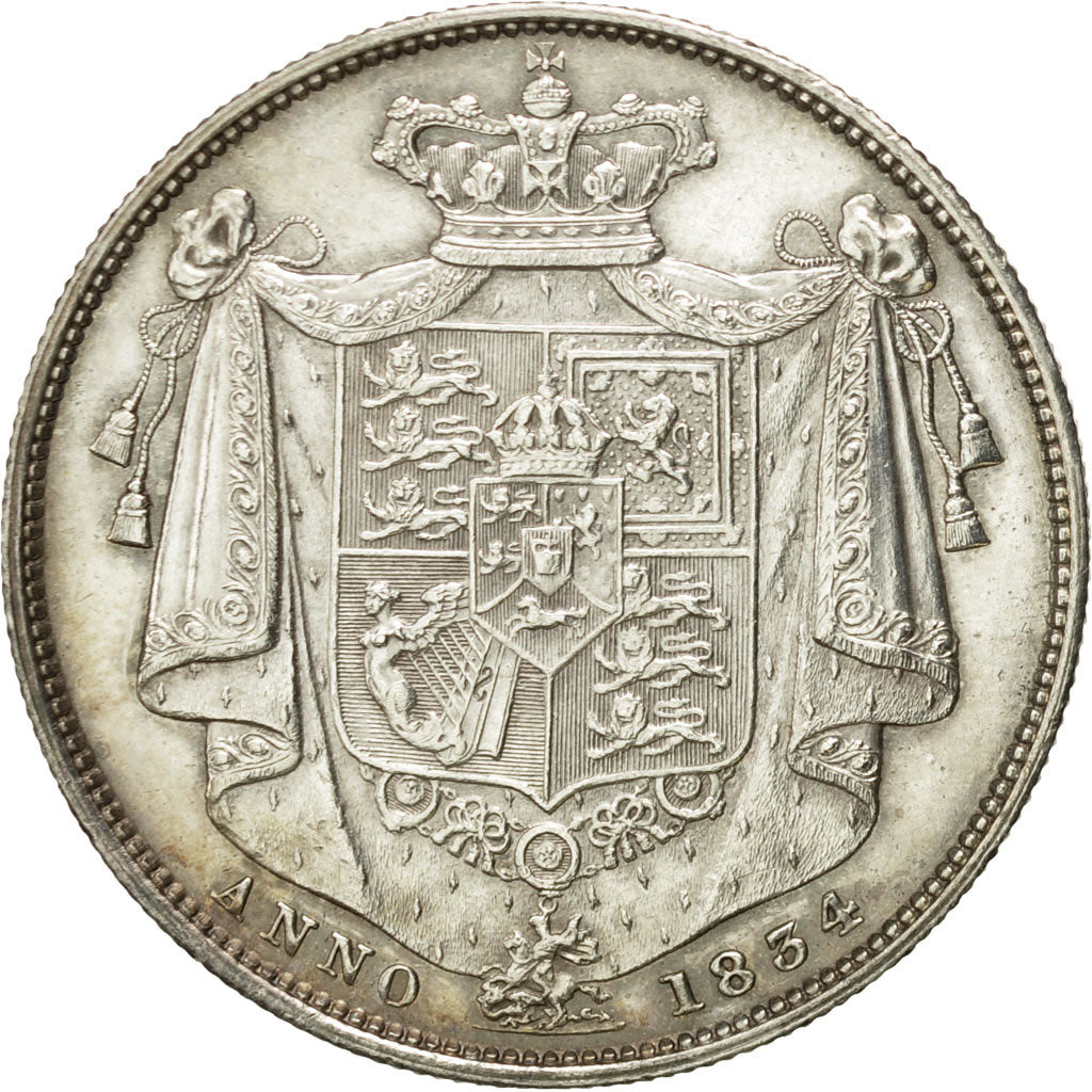 Great Britain, William IV, 1/2 Crown, 1834, London, AU(55-58), Silver, KM:714.2
