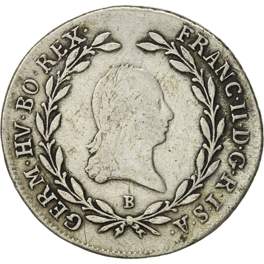 Austria, Franz II (I), 20 Kreuzer, 1792, Kremnitz, VF(30-35), Silver, KM:2139