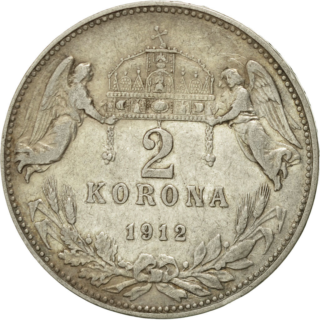 Moneta, Ungheria, Franz Joseph I, 2 Korona, 1912, Kormoczbanya, MB+, Argento