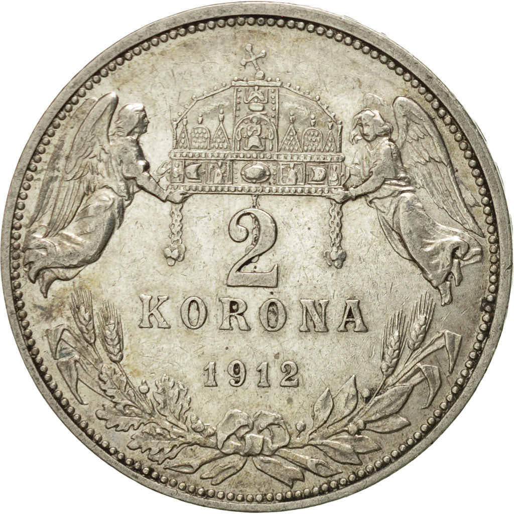 Ungheria, Franz Joseph I, 2 Korona, 1912, Kormoczbanya, BB, Argento, KM:493