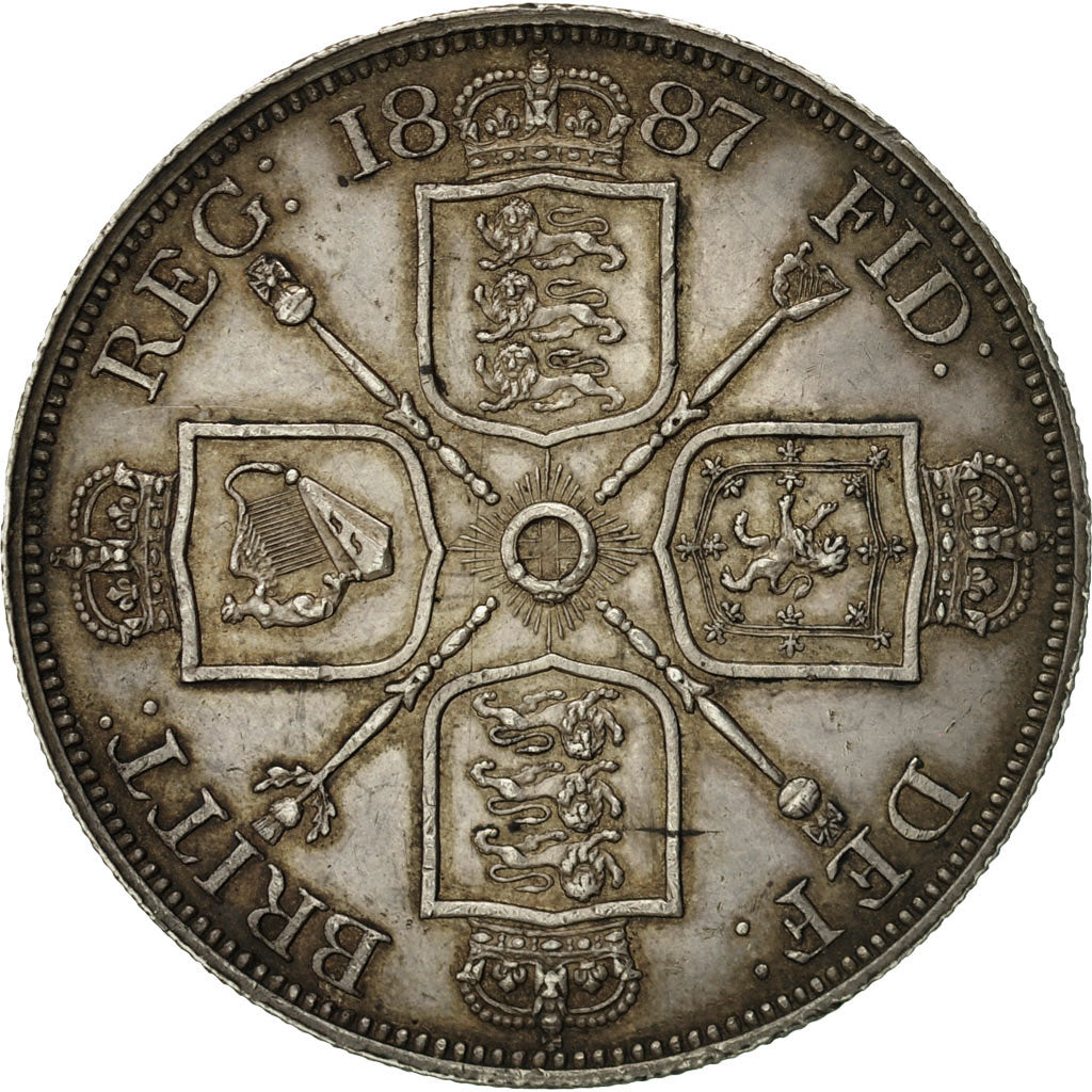 Coin, Great Britain, Victoria, Double Florin, 1887, AU(55-58), Silver, KM:763